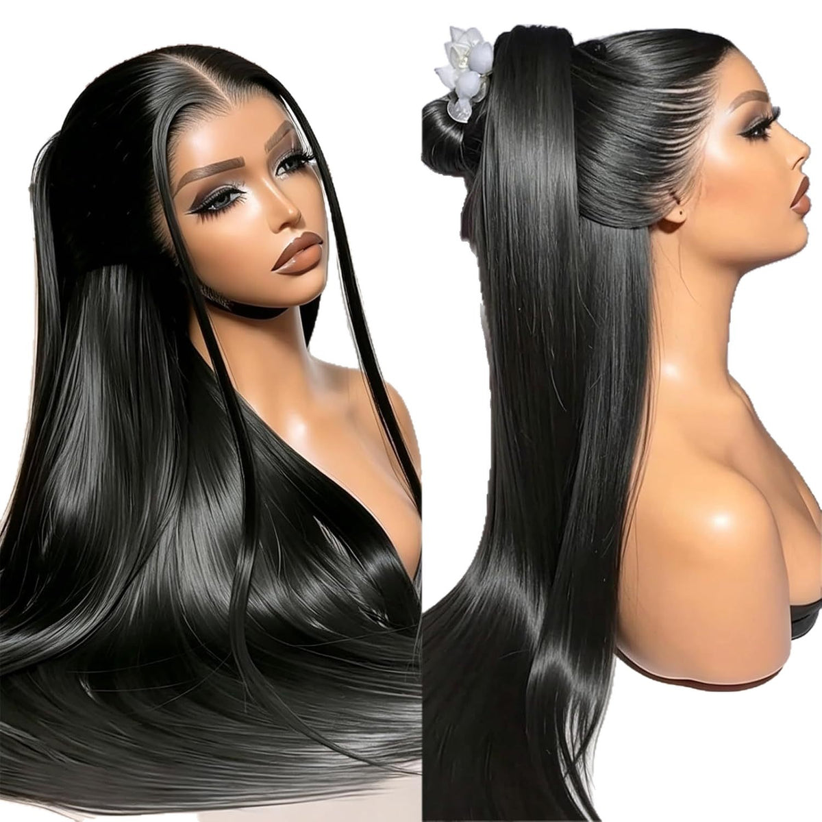13x6 Glueless Lace Front Wig Natural Hairline Synthetic Hair